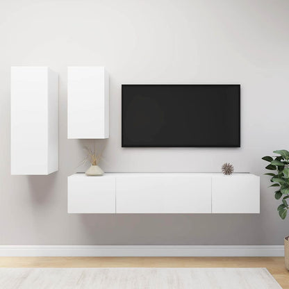 vidaXL 4 Piece TV Cabinet Set White Engineered Wood - 80 x 30.5 x 30 cm