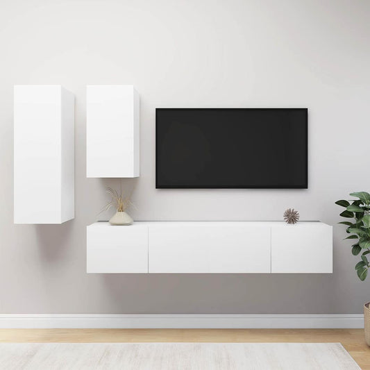 vidaXL 4 Piece TV Cabinet Set White Engineered Wood - 80 x 30.5 x 30 cm