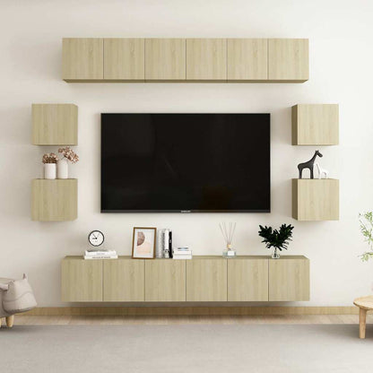 vidaXL 10 Piece TV Cabinet Set Sonoma Oak Engineered Wood - Brown - 60 x 30 x 30 cm
