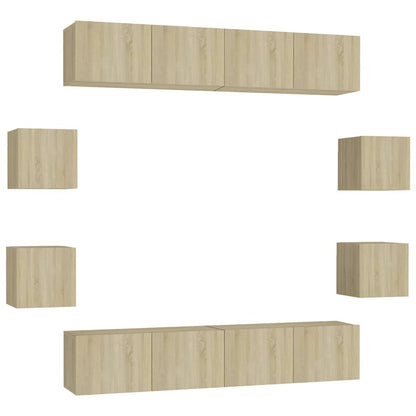 vidaXL 8 Piece TV Cabinet Set Sonoma Oak Engineered Wood - Brown - 80 x 30 x 30 cm