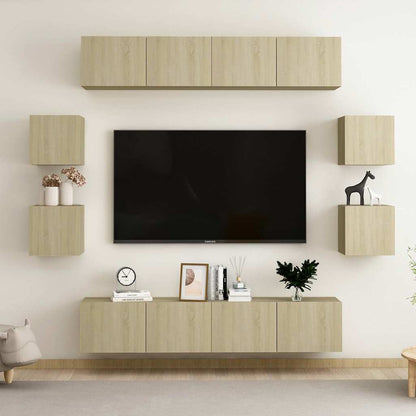 vidaXL 8 Piece TV Cabinet Set Sonoma Oak Engineered Wood - Brown - 80 x 30 x 30 cm