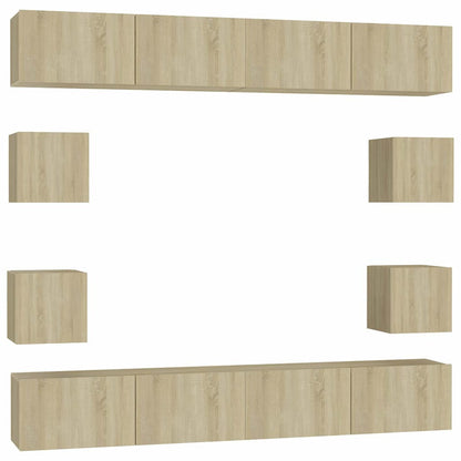 vidaXL 8 Piece TV Cabinet Set Sonoma Oak Engineered Wood - Brown - 100 x 30 x 30 cm
