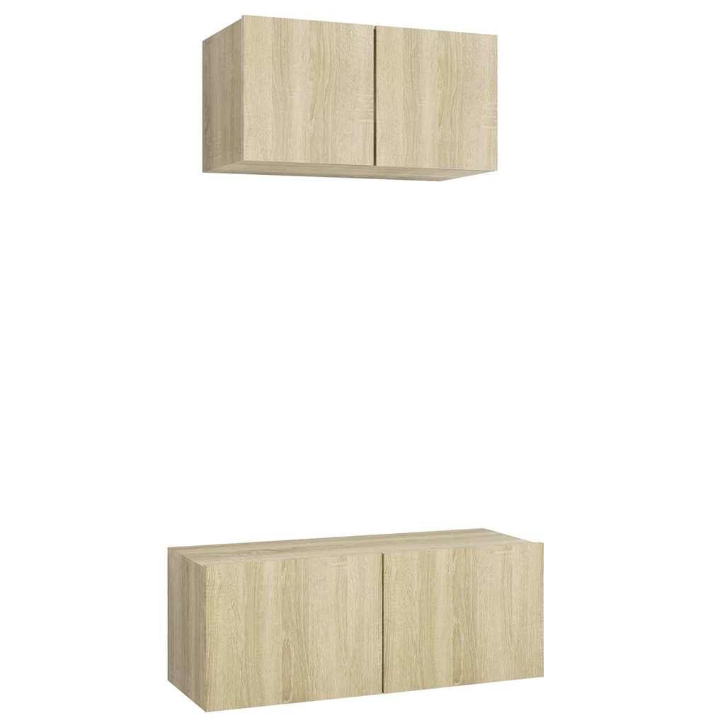 vidaXL 2 Piece TV Cabinet Set Sonoma Oak Engineered Wood - Brown - 80 x 30 x 30 cm
