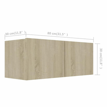 vidaXL 2 Piece TV Cabinet Set Sonoma Oak Engineered Wood - Brown - 80 x 30 x 30 cm