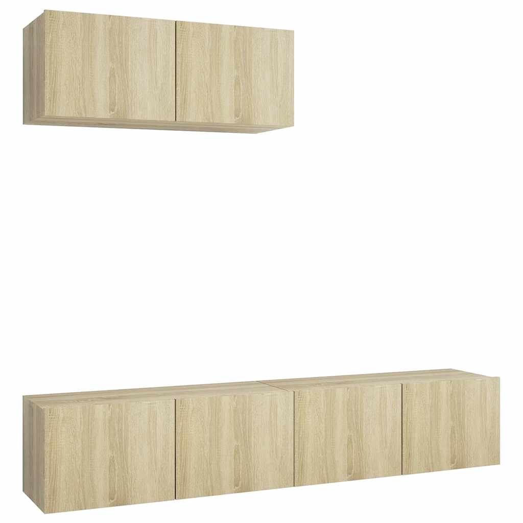 vidaXL 3 Piece TV Cabinet Set Sonoma Oak Engineered Wood - Brown - 80 x 30 x 30 cm