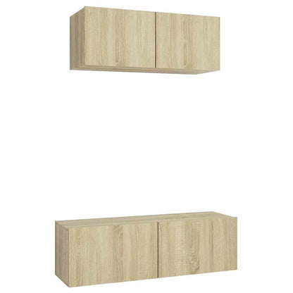 vidaXL 2 Piece TV Cabinet Set Sonoma Oak Engineered Wood - Brown - 100 x 30 x 30 cm
