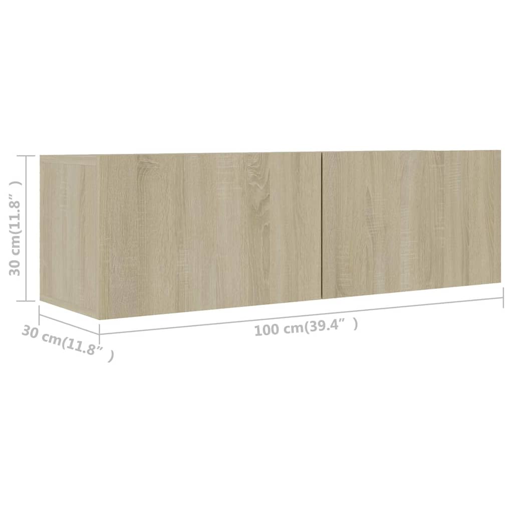 vidaXL 2 Piece TV Cabinet Set Sonoma Oak Engineered Wood - Brown - 100 x 30 x 30 cm