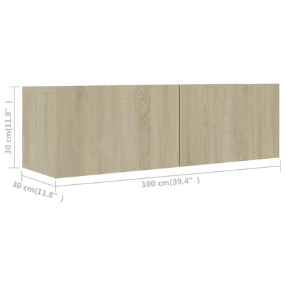 vidaXL 2 Piece TV Cabinet Set Sonoma Oak Engineered Wood - Brown - 100 x 30 x 30 cm