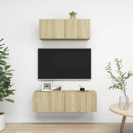 vidaXL 2 Piece TV Cabinet Set Sonoma Oak Engineered Wood - Brown - 100 x 30 x 30 cm