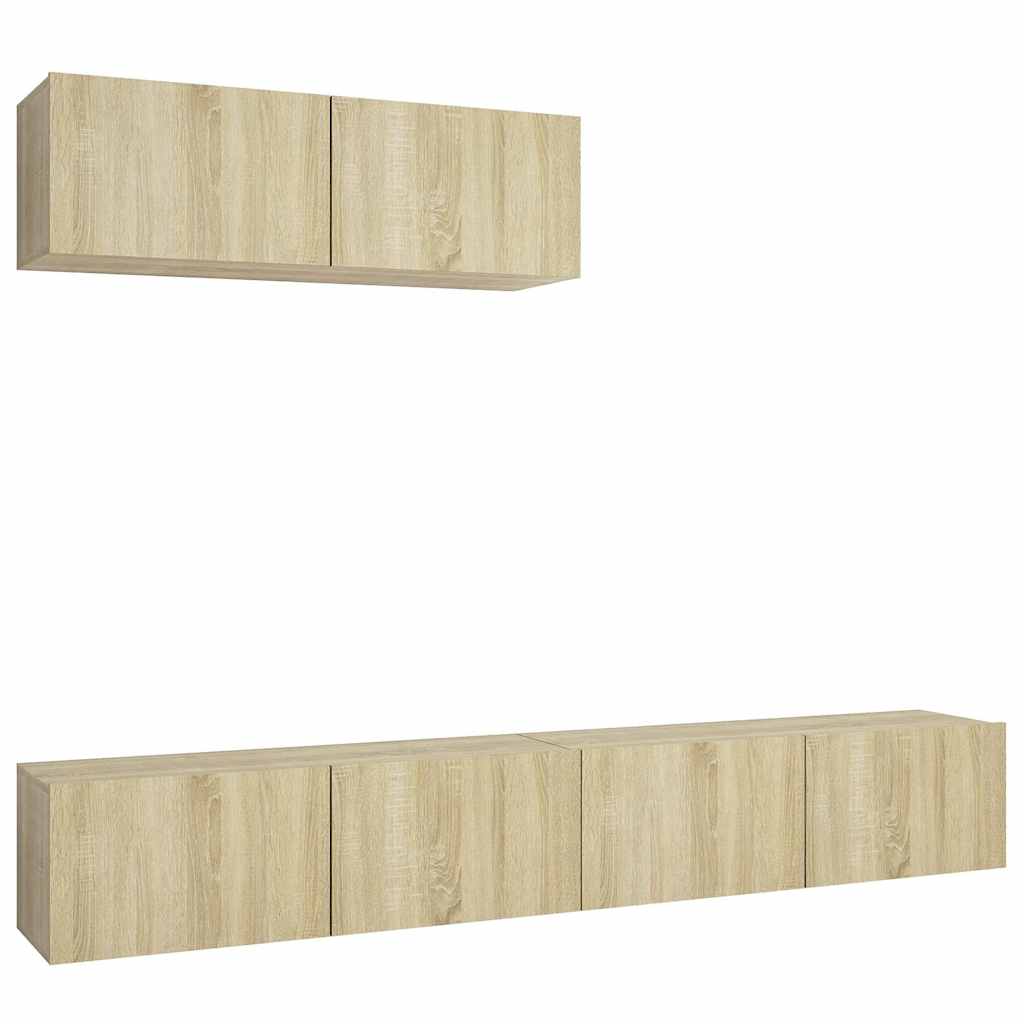 vidaXL 3 Piece TV Cabinet Set Sonoma Oak Engineered Wood - Brown - 100 x 30 x 30 cm