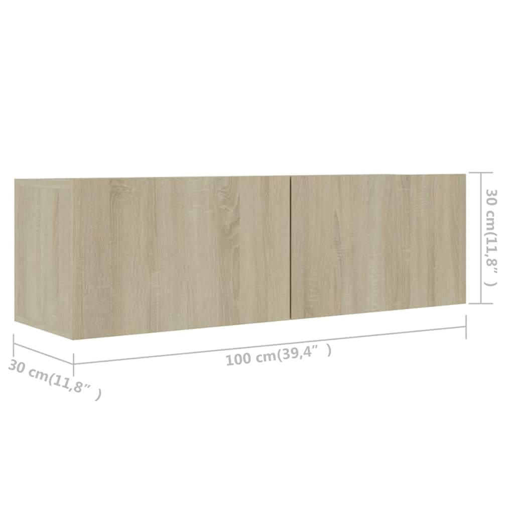 vidaXL 3 Piece TV Cabinet Set Sonoma Oak Engineered Wood - Brown - 100 x 30 x 30 cm