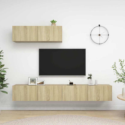 vidaXL 3 Piece TV Cabinet Set Sonoma Oak Engineered Wood - Brown - 100 x 30 x 30 cm
