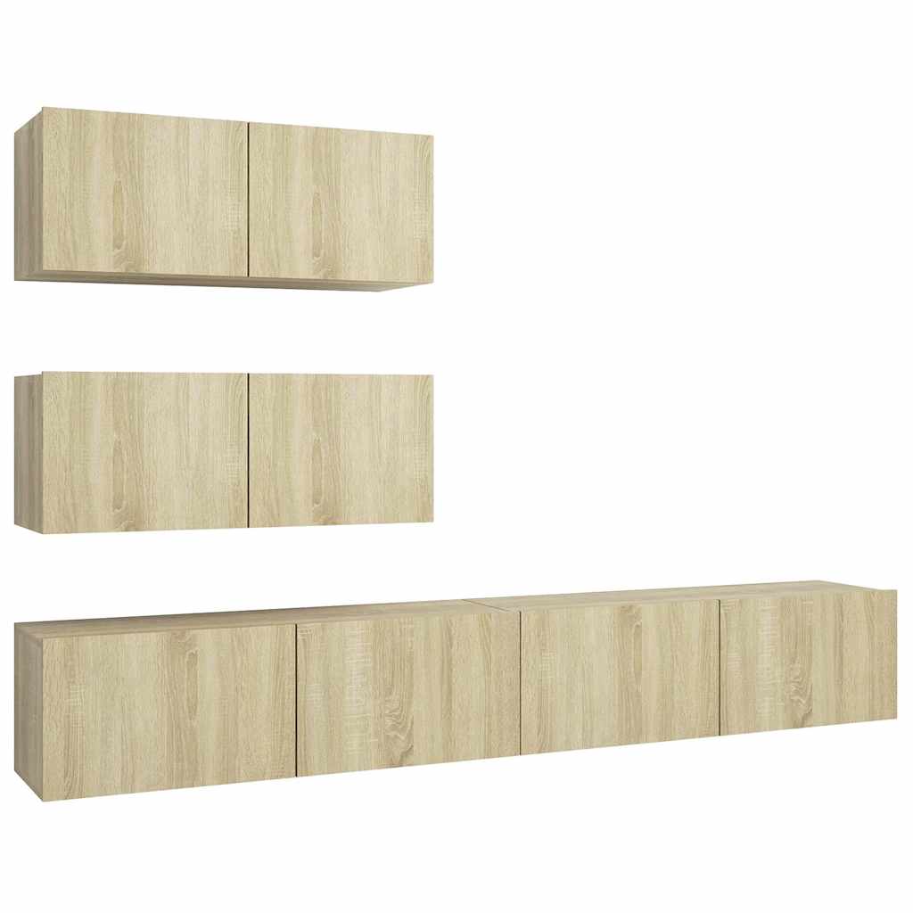 vidaXL 4 Piece TV Cabinet Set Sonoma Oak Engineered Wood - Brown - 100 x 30 x 30 cm