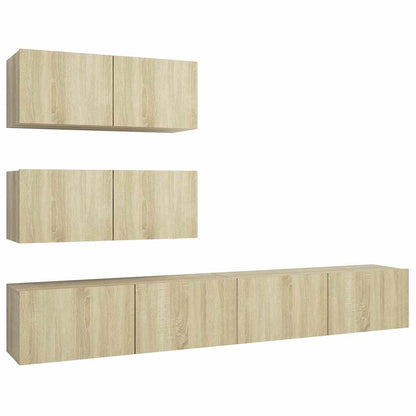 vidaXL 4 Piece TV Cabinet Set Sonoma Oak Engineered Wood - Brown - 100 x 30 x 30 cm