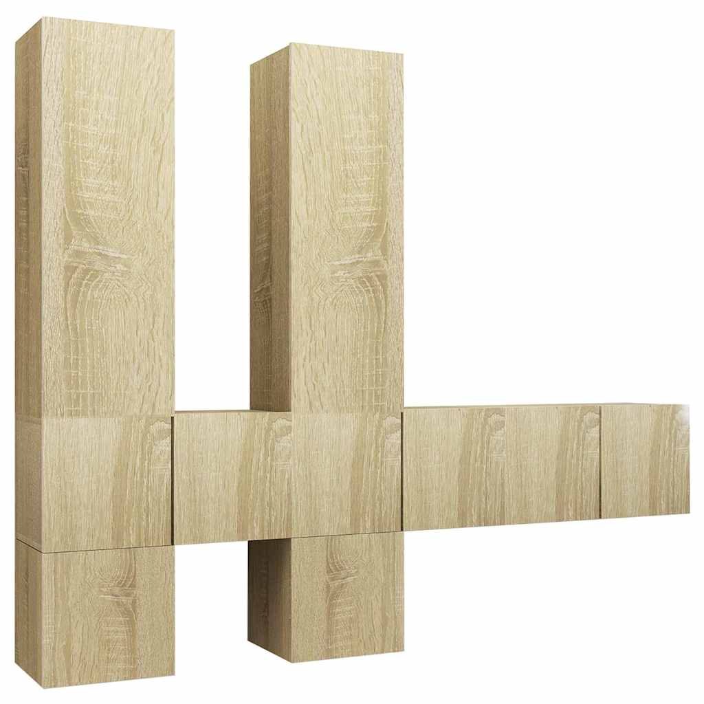 vidaXL 7 Piece TV Cabinet Set Sonoma Oak Engineered Wood - Brown - 60 x 30 x 30 cm