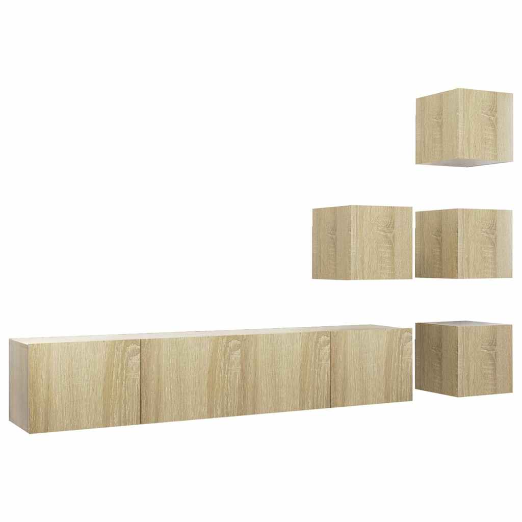 vidaXL 6 Piece TV Cabinet Set Sonoma Oak Engineered Wood - Brown - 80 x 30 x 30 cm