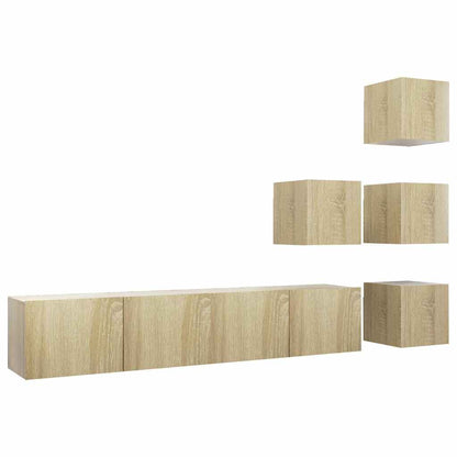 vidaXL 6 Piece TV Cabinet Set Sonoma Oak Engineered Wood - Brown - 80 x 30 x 30 cm