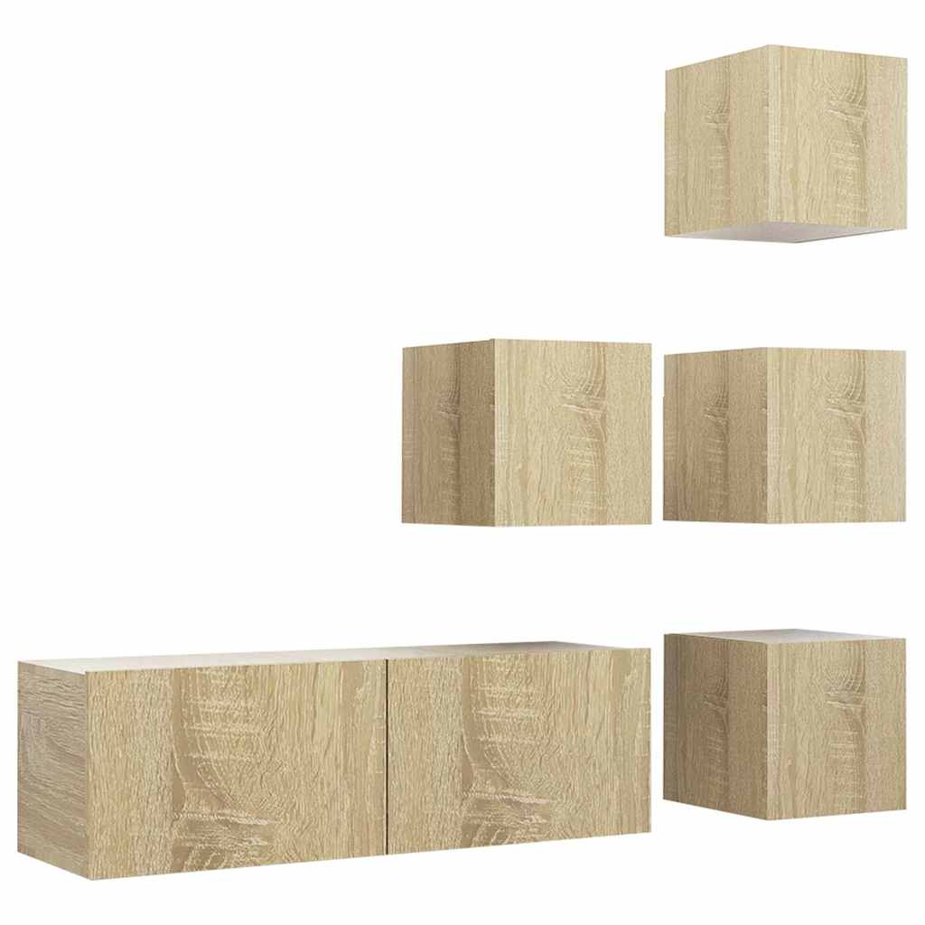 vidaXL 5 Piece TV Cabinet Set Sonoma Oak Engineered Wood - Brown - 100 x 30 x 30 cm
