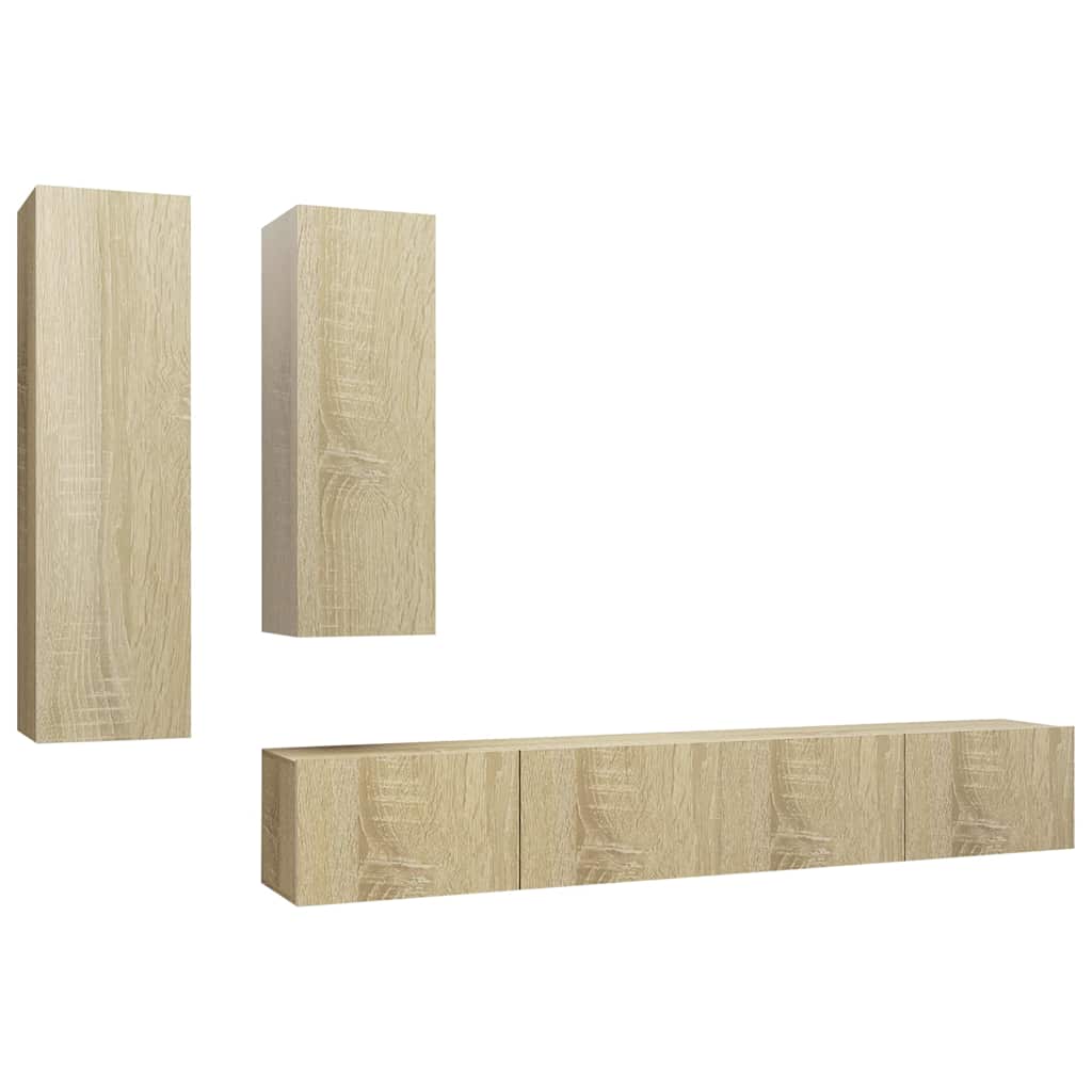 vidaXL 4 Piece TV Cabinet Set Sonoma Oak Engineered Wood - Brown - 100 x 30 x 30 cm - 67367