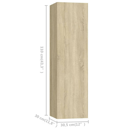 vidaXL 4 Piece TV Cabinet Set Sonoma Oak Engineered Wood - Brown - 100 x 30 x 30 cm - 67367