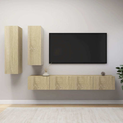 vidaXL 4 Piece TV Cabinet Set Sonoma Oak Engineered Wood - Brown - 100 x 30 x 30 cm - 67367
