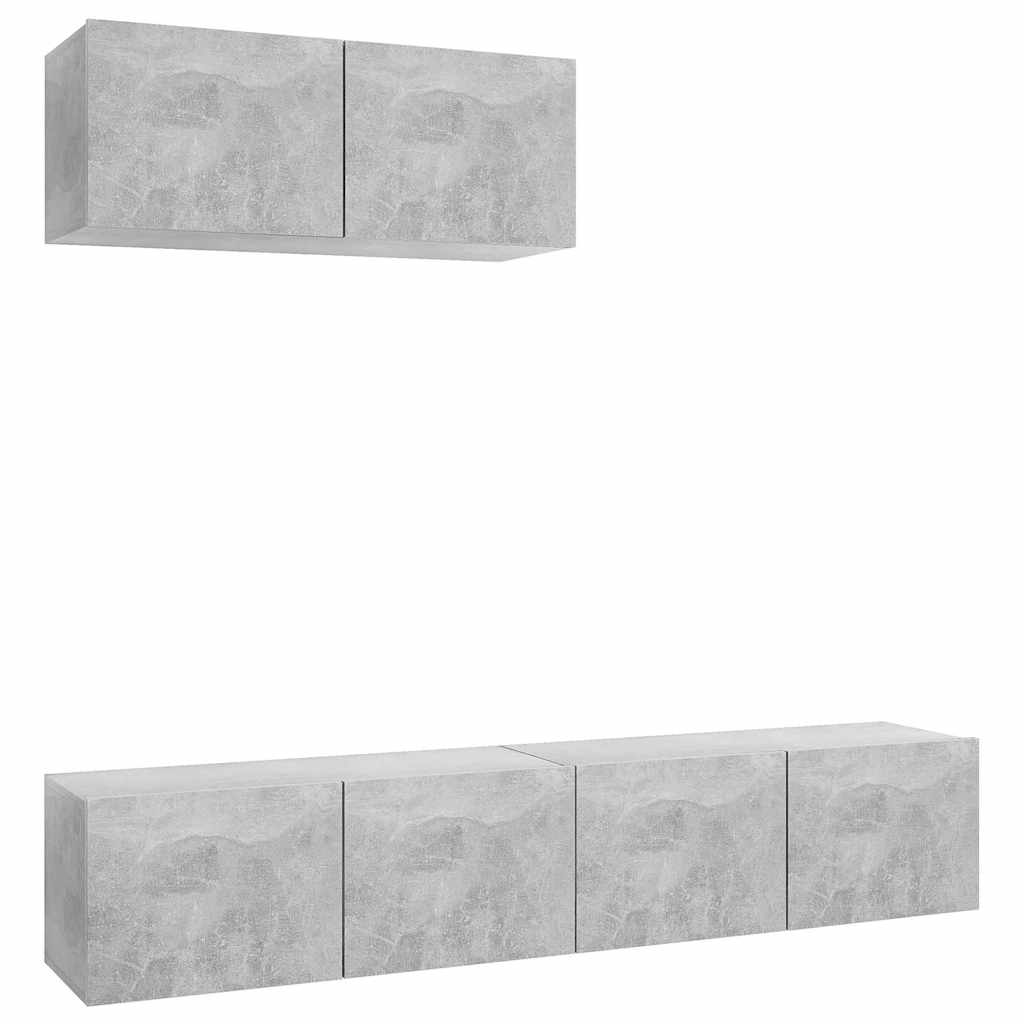 vidaXL 3 Piece TV Cabinet Set Concrete Grey Engineered Wood - 80 x 30 x 30 cm