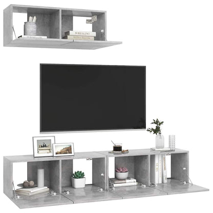 vidaXL 3 Piece TV Cabinet Set Concrete Grey Engineered Wood - 80 x 30 x 30 cm