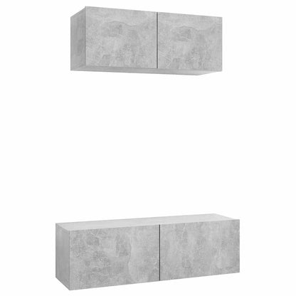 vidaXL 2 Piece TV Cabinet Set Concrete Grey Engineered Wood - 100 x 30 x 30 cm