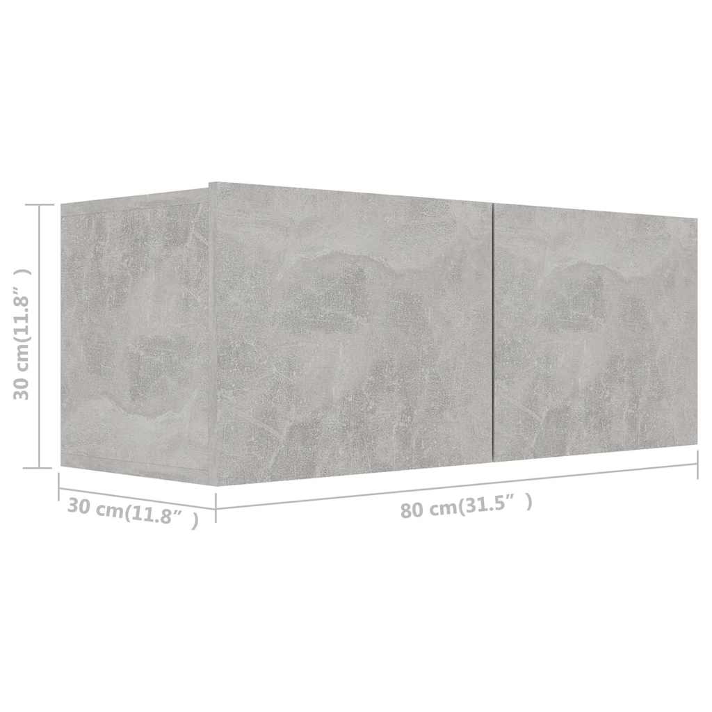 vidaXL 2 Piece TV Cabinet Set Concrete Grey Engineered Wood - 100 x 30 x 30 cm