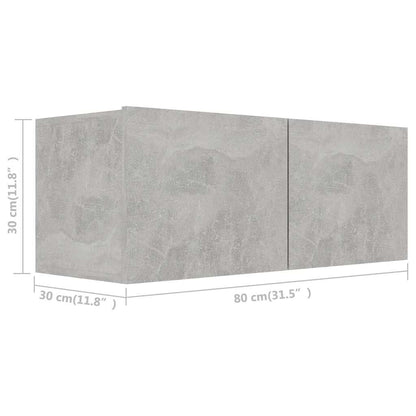 vidaXL 2 Piece TV Cabinet Set Concrete Grey Engineered Wood - 100 x 30 x 30 cm