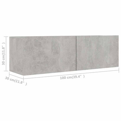 vidaXL 2 Piece TV Cabinet Set Concrete Grey Engineered Wood - 100 x 30 x 30 cm