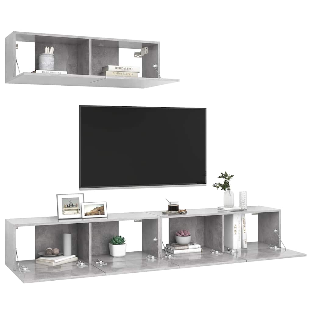 vidaXL 3 Piece TV Cabinet Set Concrete Grey Engineered Wood - 100 x 30 x 30 cm