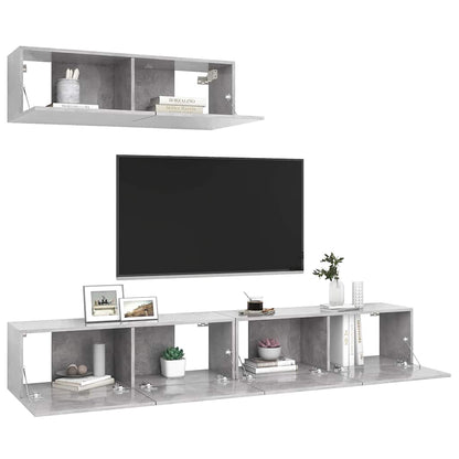 vidaXL 3 Piece TV Cabinet Set Concrete Grey Engineered Wood - 100 x 30 x 30 cm