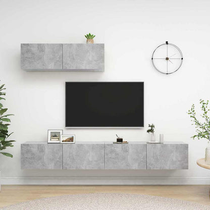 vidaXL 3 Piece TV Cabinet Set Concrete Grey Engineered Wood - 100 x 30 x 30 cm