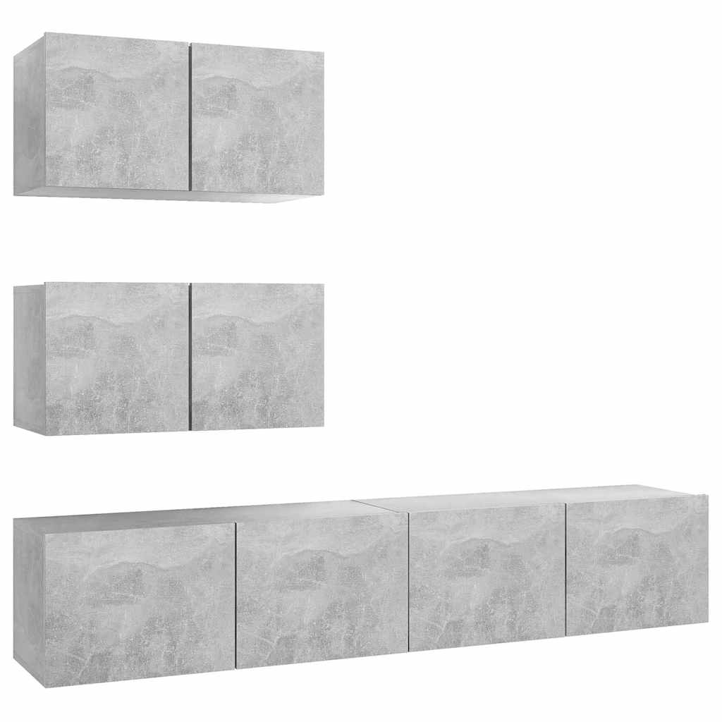 vidaXL 4 Piece TV Cabinet Set Concrete Grey Engineered Wood - 80 x 30 x 30 cm