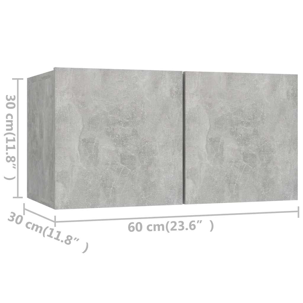 vidaXL 4 Piece TV Cabinet Set Concrete Grey Engineered Wood - 80 x 30 x 30 cm