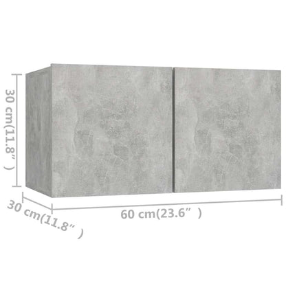vidaXL 4 Piece TV Cabinet Set Concrete Grey Engineered Wood - 80 x 30 x 30 cm