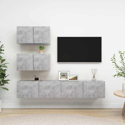 vidaXL 4 Piece TV Cabinet Set Concrete Grey Engineered Wood - 80 x 30 x 30 cm