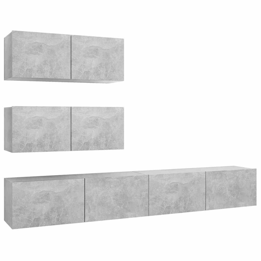 vidaXL 4 Piece TV Cabinet Set Concrete Grey Engineered Wood - 100 x 30 x 30 cm
