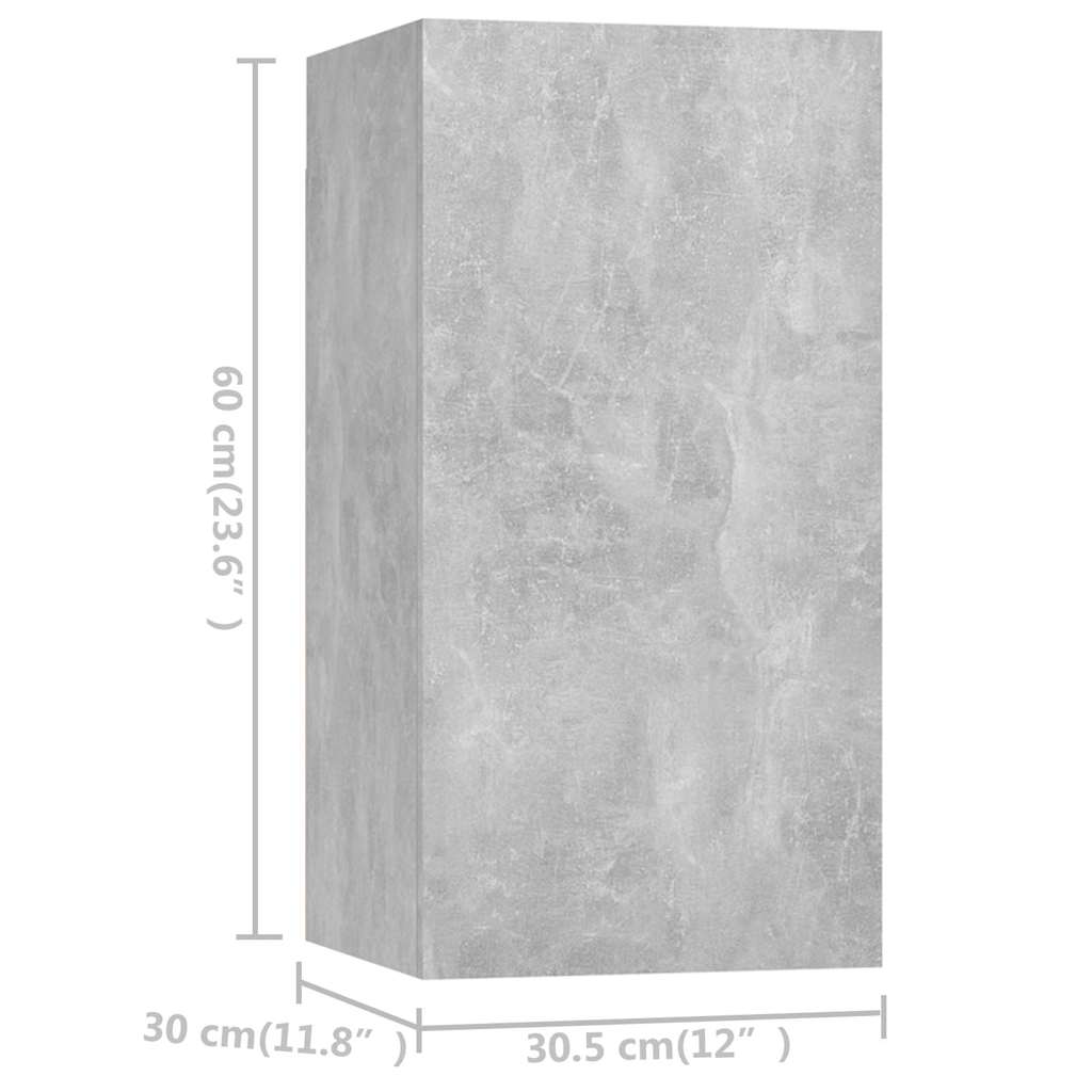 vidaXL 4 Piece TV Cabinet Set Concrete Grey Engineered Wood - 60 x 30 x 90 cm