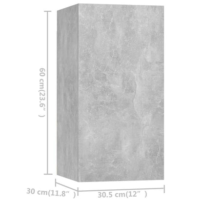vidaXL 4 Piece TV Cabinet Set Concrete Grey Engineered Wood - 60 x 30 x 90 cm