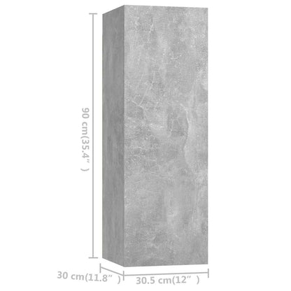 vidaXL 4 Piece TV Cabinet Set Concrete Grey Engineered Wood - 60 x 30 x 90 cm