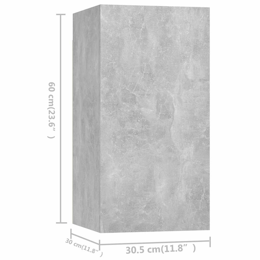 vidaXL 4 Piece TV Cabinet Set Concrete Grey Engineered Wood - 30.5 x 30 x 90 cm