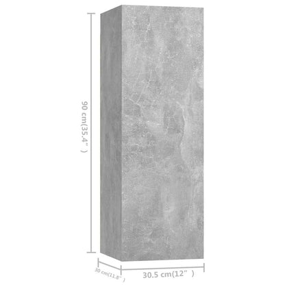 vidaXL 4 Piece TV Cabinet Set Concrete Grey Engineered Wood - 30.5 x 30 x 90 cm