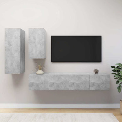 vidaXL 4 Piece TV Cabinet Set Concrete Grey Engineered Wood - 30.5 x 30 x 90 cm