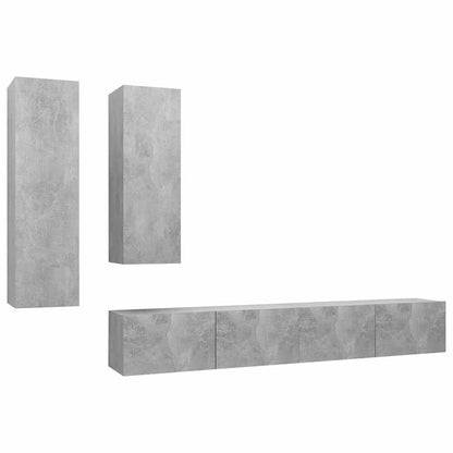 vidaXL 4 Piece TV Cabinet Set Concrete Grey Engineered Wood - 100 x 30.5 x 30 cm