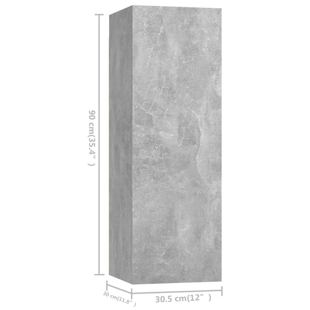 vidaXL 4 Piece TV Cabinet Set Concrete Grey Engineered Wood - 100 x 30.5 x 30 cm