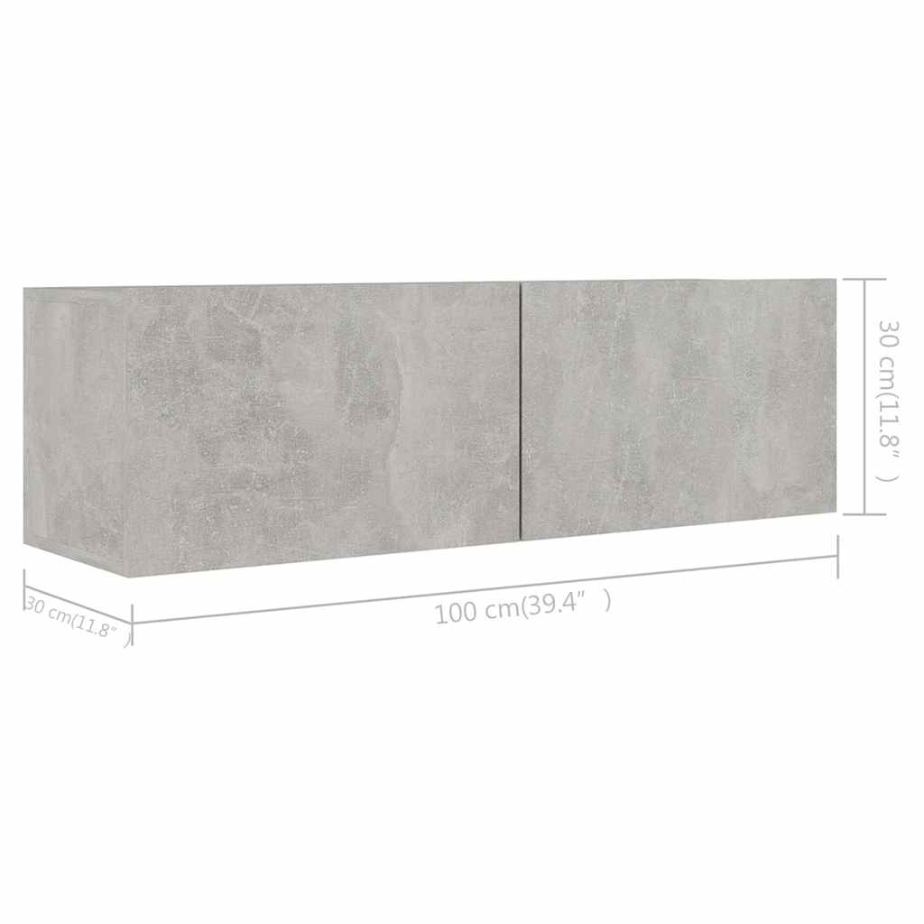 vidaXL 4 Piece TV Cabinet Set Concrete Grey Engineered Wood - 100 x 30.5 x 30 cm