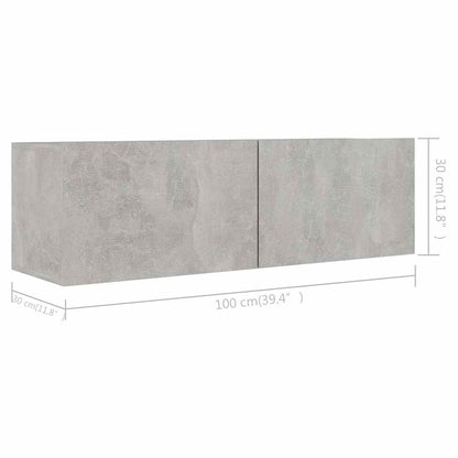 vidaXL 4 Piece TV Cabinet Set Concrete Grey Engineered Wood - 100 x 30.5 x 30 cm