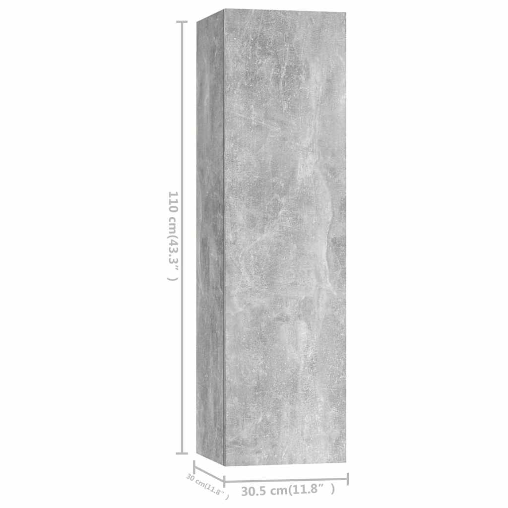 vidaXL 4 Piece TV Cabinet Set Concrete Grey Engineered Wood - 100 x 30.5 x 30 cm